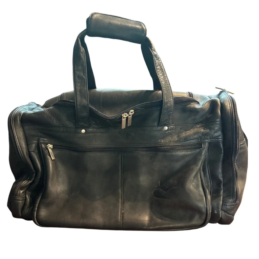 Genuine Leather Duffel Bag Black Travel Weekender Made in Colombia S.A. Carry On